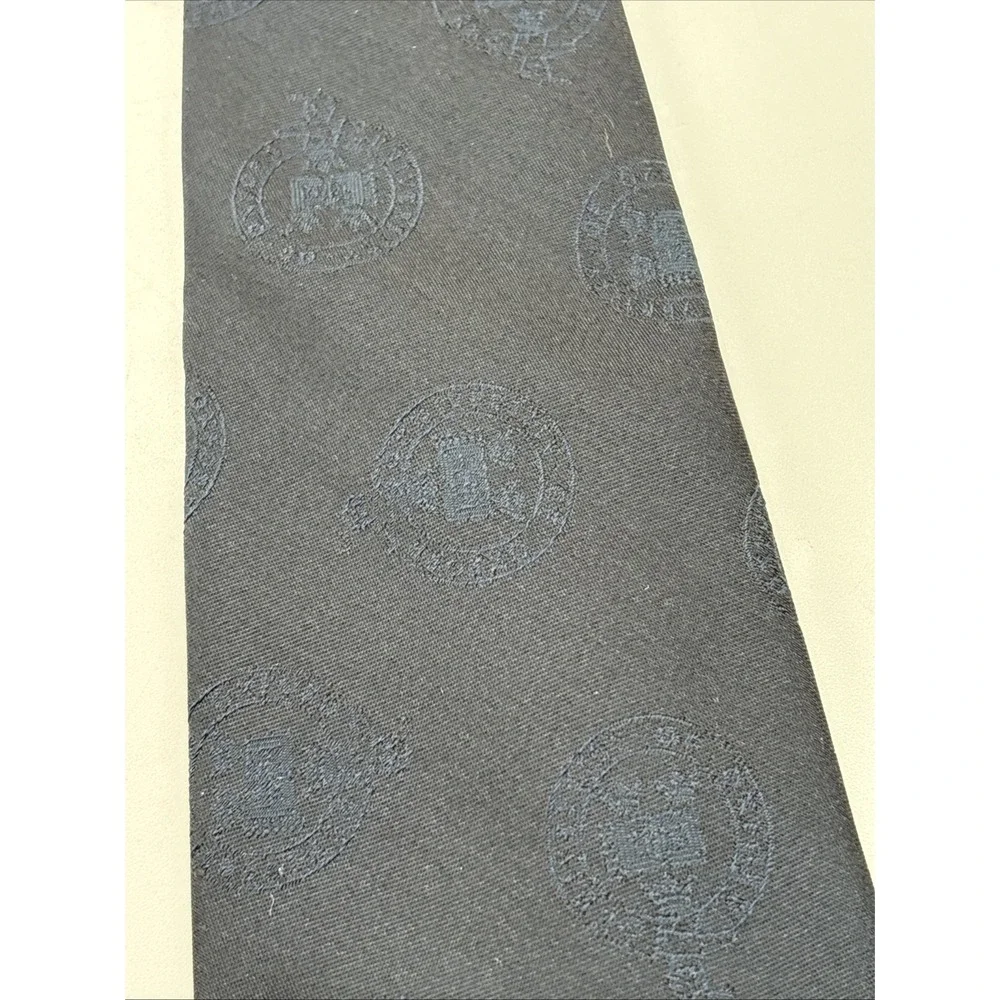 University Of‎ Oxford Silk Tie Black Made In England Crest Stamped Blue